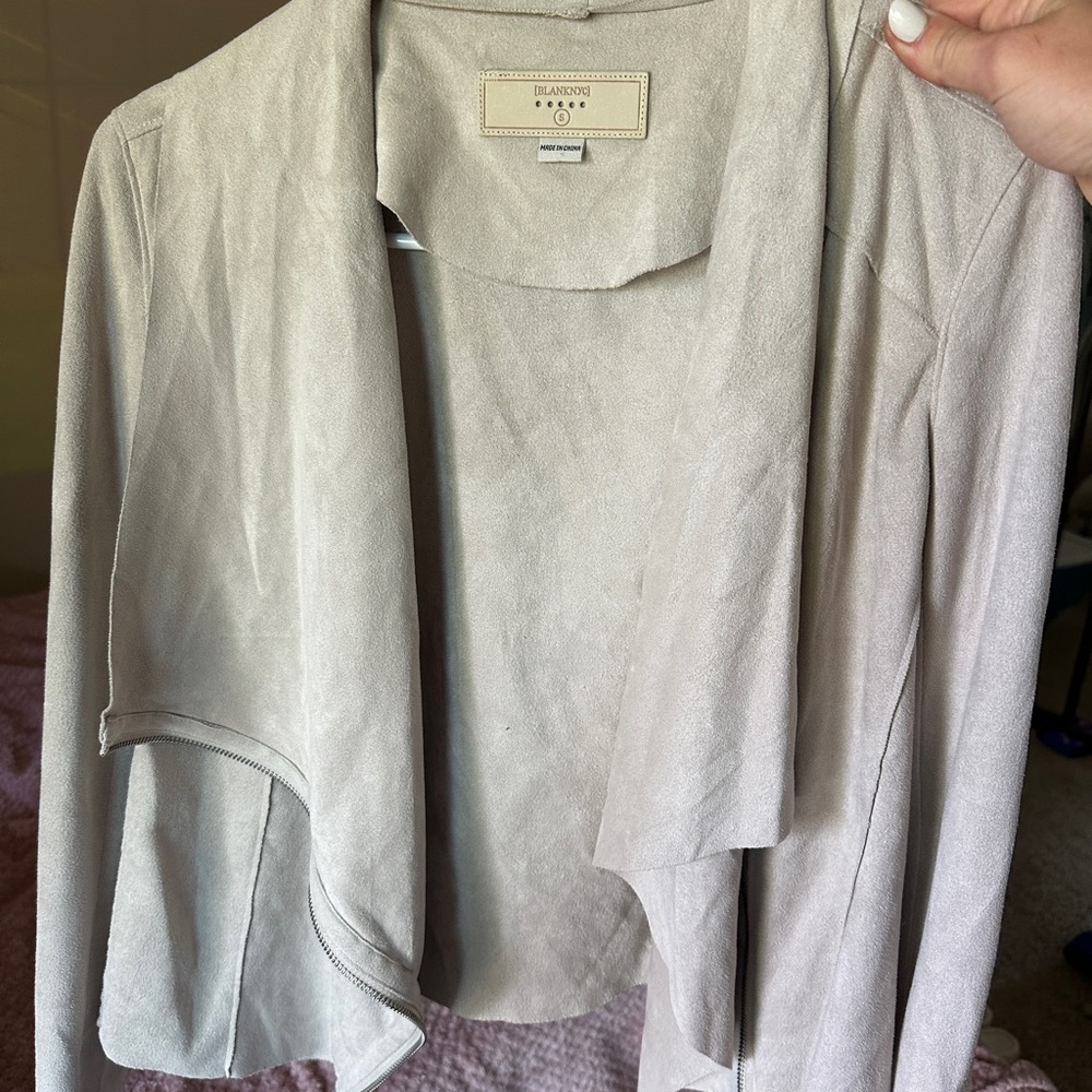 Blank NYC Taupe Draped Open Front Jacket